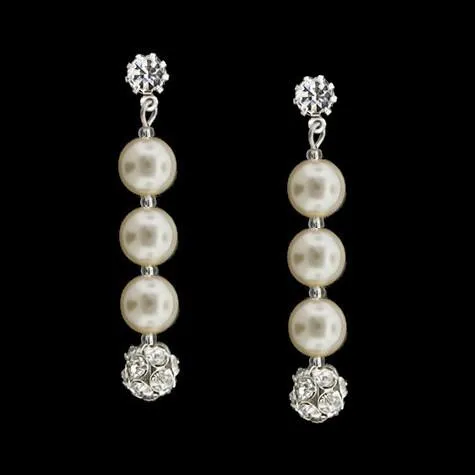 Earrings with Rhinestone Beads & Pearls - 2"