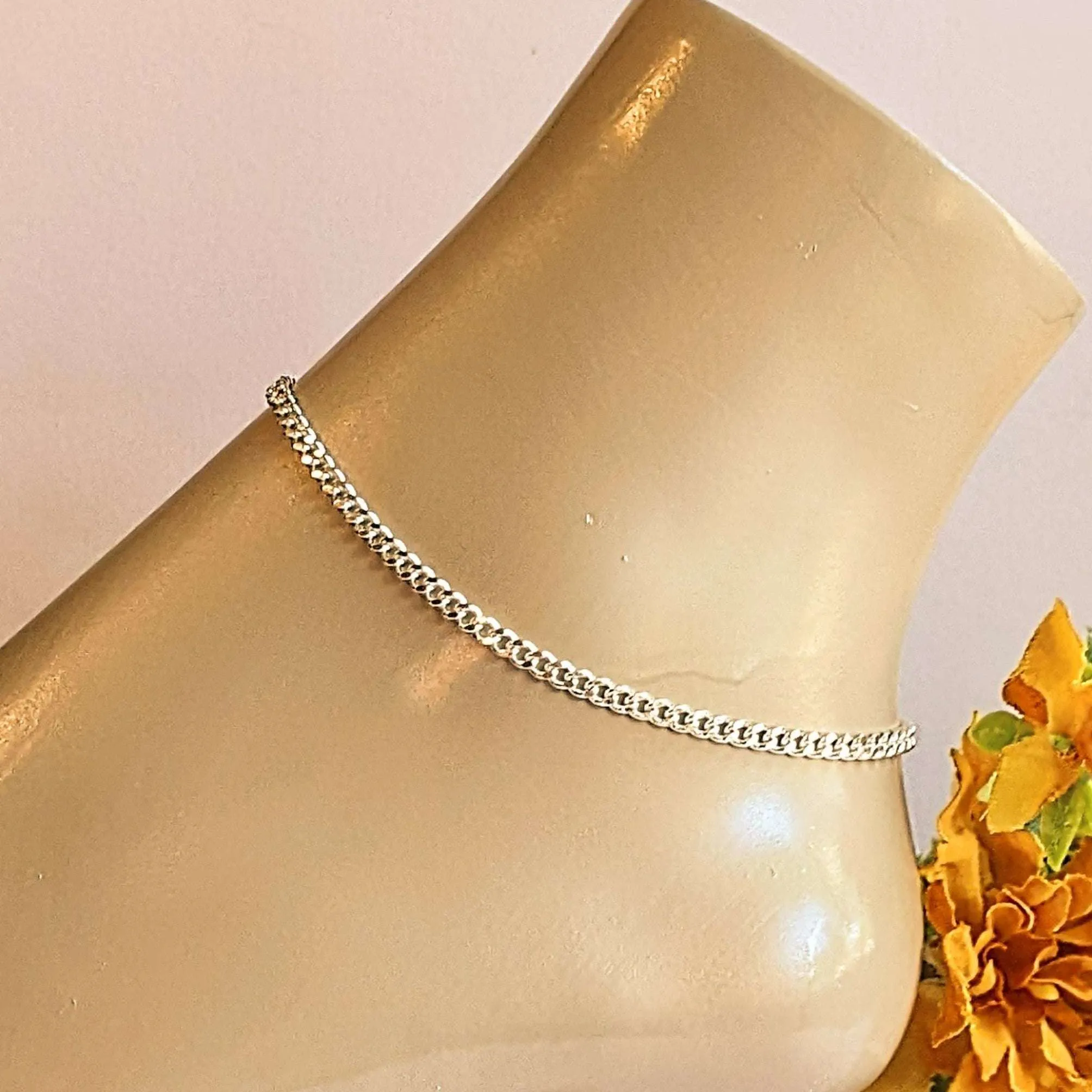 Silver Cuban Chain Anklet